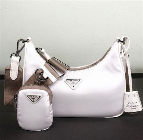 black and white prada purse|prada nylon white bag.